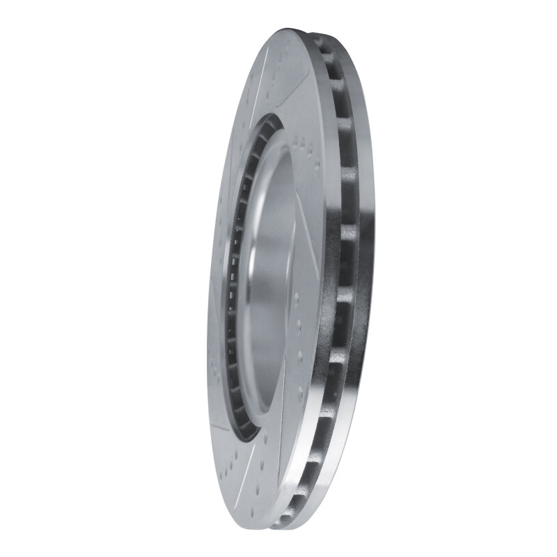 Acura TLX Brake Rotor (1) - Front Right - R1 Concepts - Drilled & Slotted - Silver - `21-`25